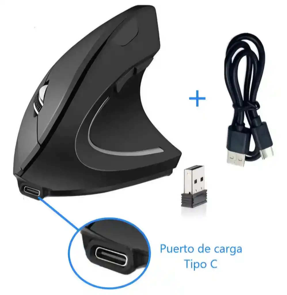 Mouse Inalámbrico + Bluetooth Ergonómico Vertical Harvic