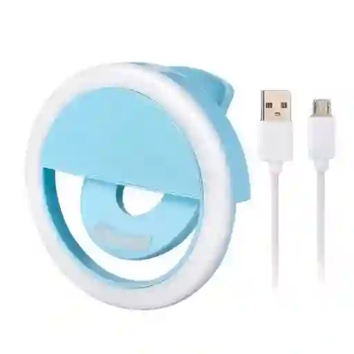 Aro Luz Led Selfie Fotografia Video Recargable Ring Light Azul