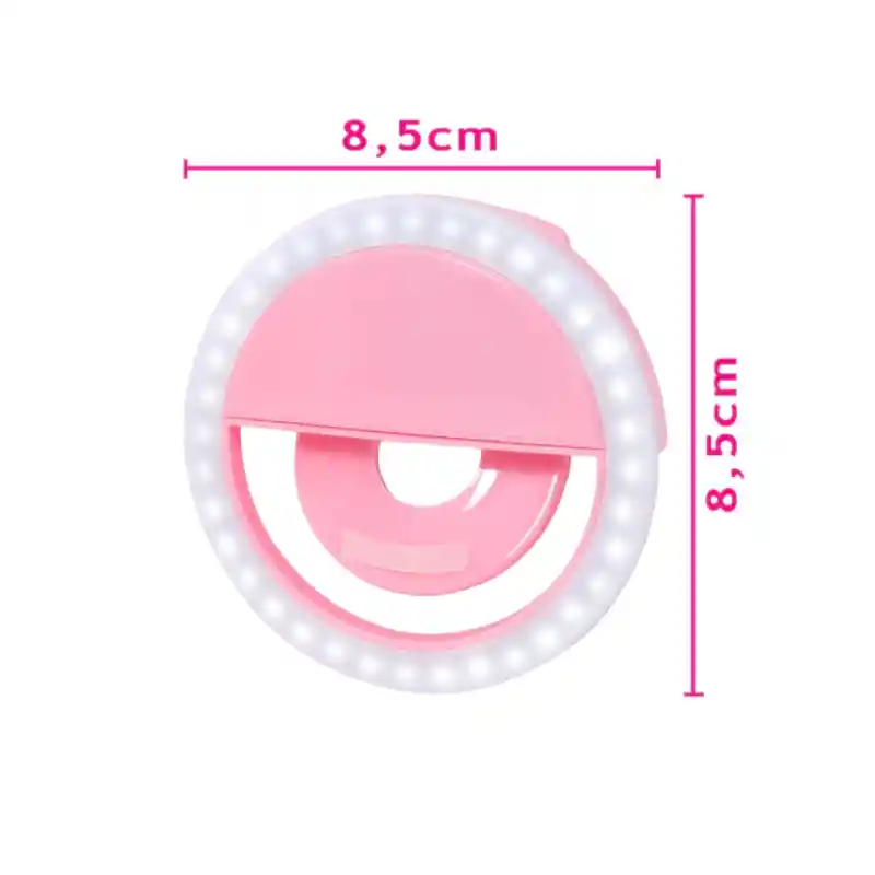 Aro Luz Led Selfie Fotografia Video Recargable Ring Light Rosa