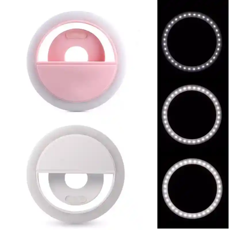 Aro Luz Led Selfie Fotografia Video Recargable Ring Light Rosa