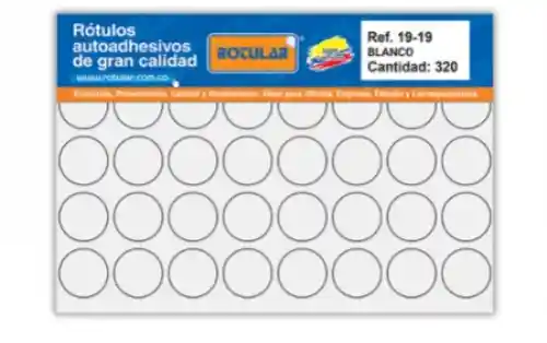 Rótulo Adhesivo Blanco Redondo Mate Rotular 16 Mm De Ancho - 16 Mm De Alto Cantidad: 432 1 Und