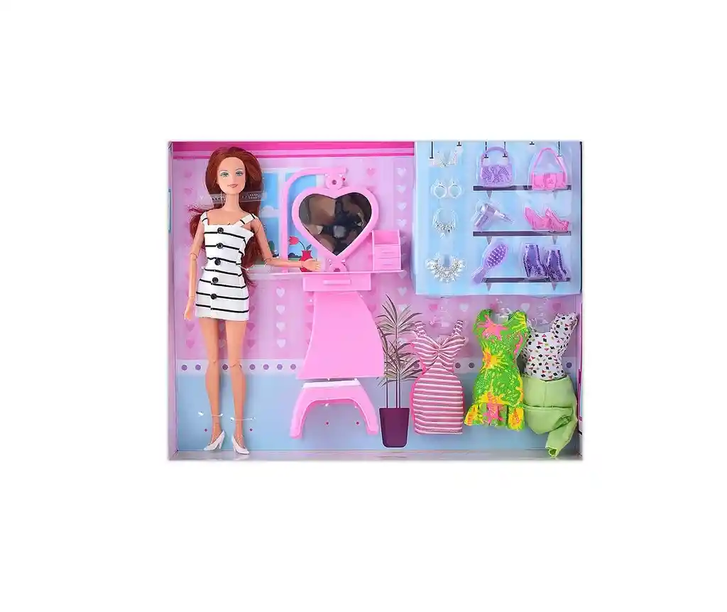Muñeca Defa Lucy Tocador Y Vestidos Con Accesorios