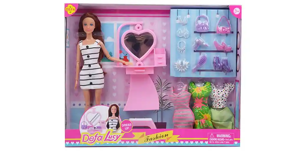 Muñeca Defa Lucy Tocador Y Vestidos Con Accesorios