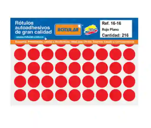 Rótulo Adhesivo Rojo Redondo Rotular 16 Mm De Ancho - 16 Mm De Alto Cantidad: 216 1und	