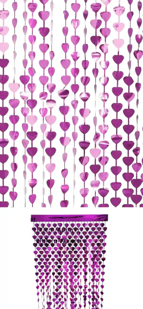 Cortina Metalizada Corazones Morada