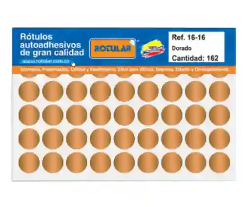 Rótulo Adhesivo Dorado Redondo Rotular 16 Mm De Ancho - 16 Mm De Alto Cantidad: 216 1und