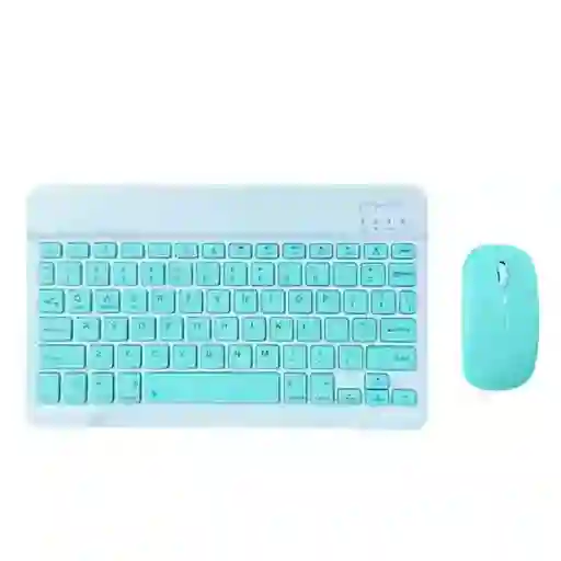 Teclado Y Mouse Azul Bluetooth Recargable