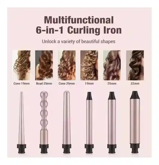Pinza Rizador 6 En 1 Para Cabello Múltipeinados