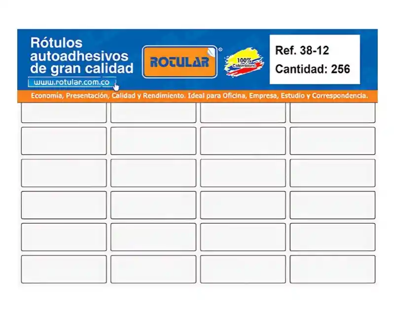 Rótulo Adhesivo Blanco Mate Rotular 40 Mm De Ancho - 25 Mm De Alto Cantidad: 128