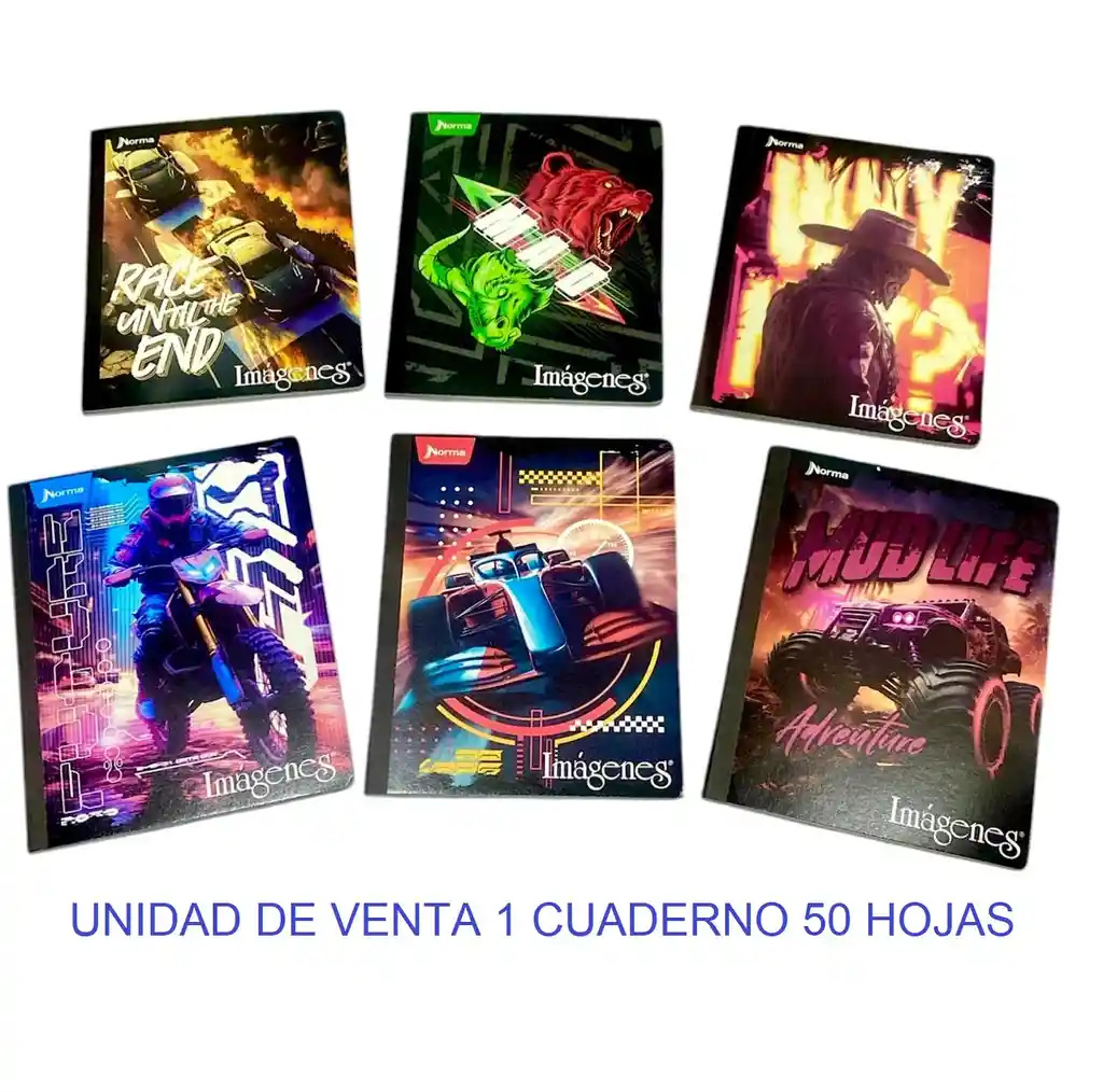 Cuaderno Cosido Para Niño Cuadriculado 50 Hojas Norma Imagenes Diseños Surtidos