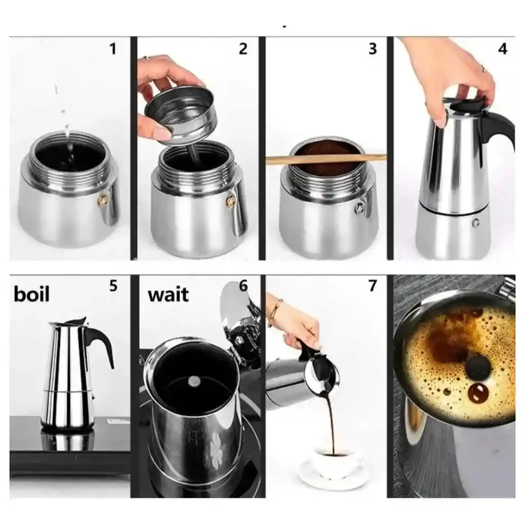 Cafetera Moka Italiana Acero Inoxidable 600ml 12 Tazas