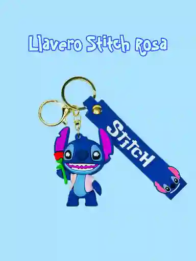 Llavero Silicona Personaje Stitch Rosa
