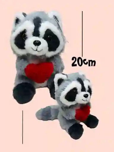 Peluche Mapache Corazón 20cm