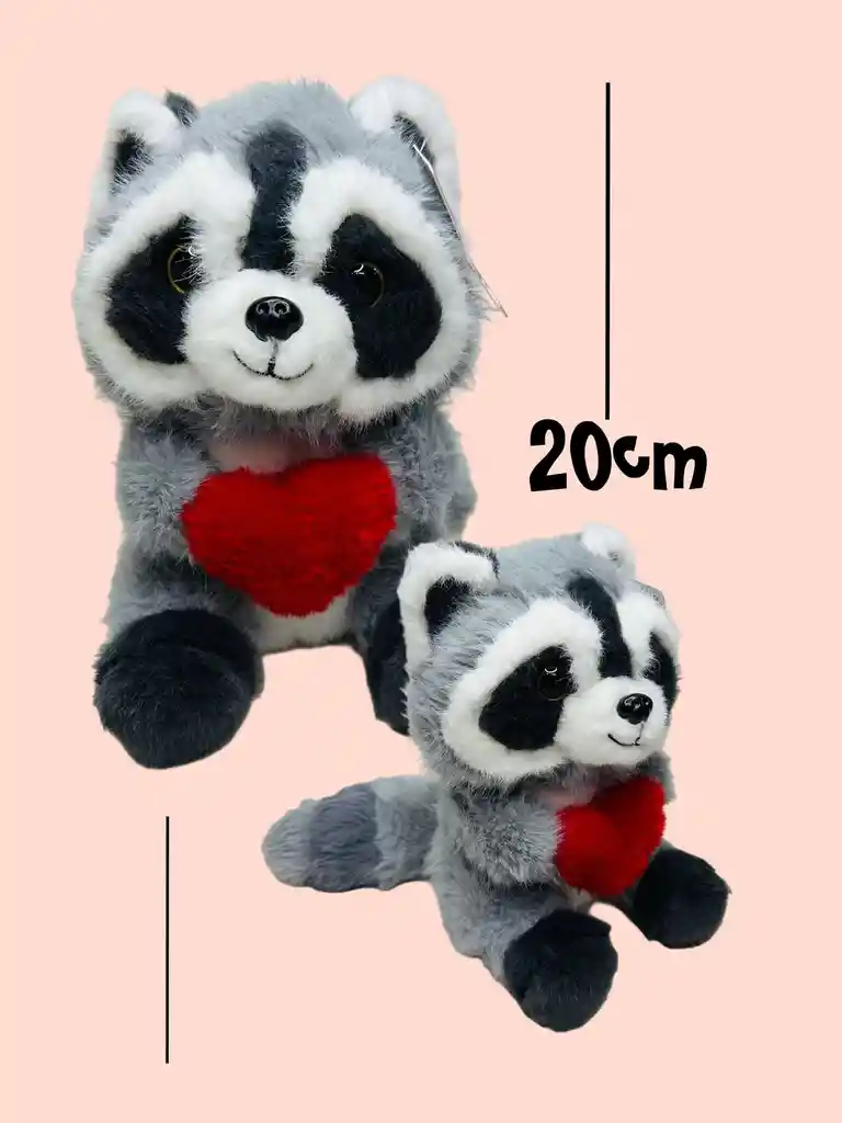 Peluche Mapache Corazón 20cm