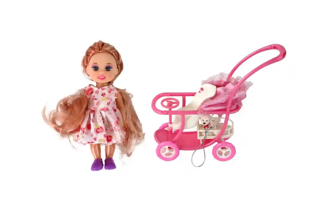 Muñeca Defa Lucy Embarazada + Niña + Bebe Coche Y Accesorios