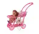 Muñeca Defa Lucy Embarazada + Niña + Bebe Coche Y Accesorios