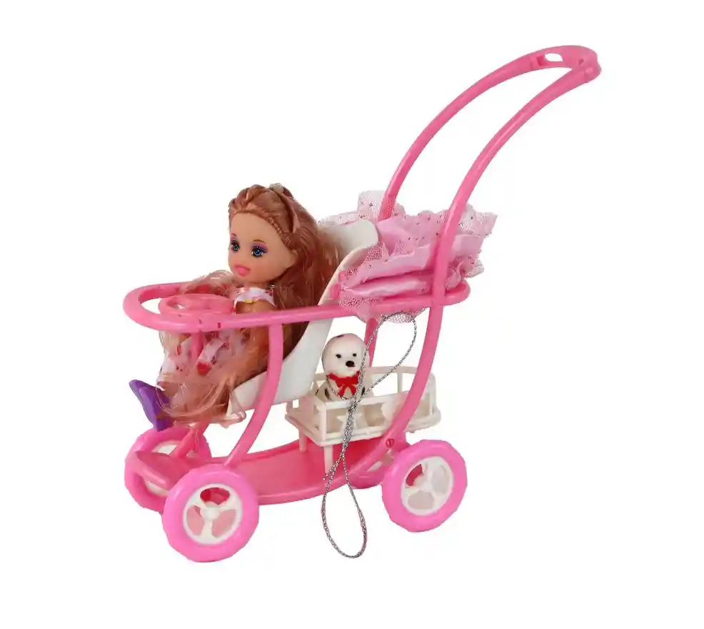 Muñeca Defa Lucy Embarazada + Niña + Bebe Coche Y Accesorios