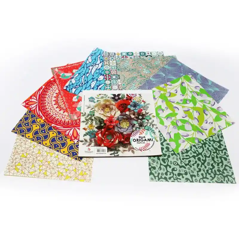Block Papel Bond Origami 15x15cm 20hojas 10 Diseños Diferentes Belpapel