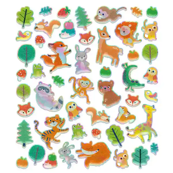 Juego Didáctico De Stickers Animales Brillantes Para Niños