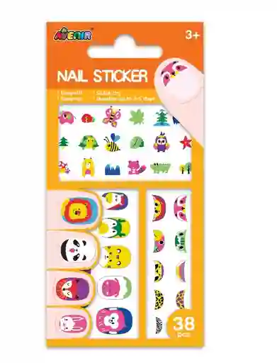 Juego Stickers De Uñas Infantiles Animales Para Niños