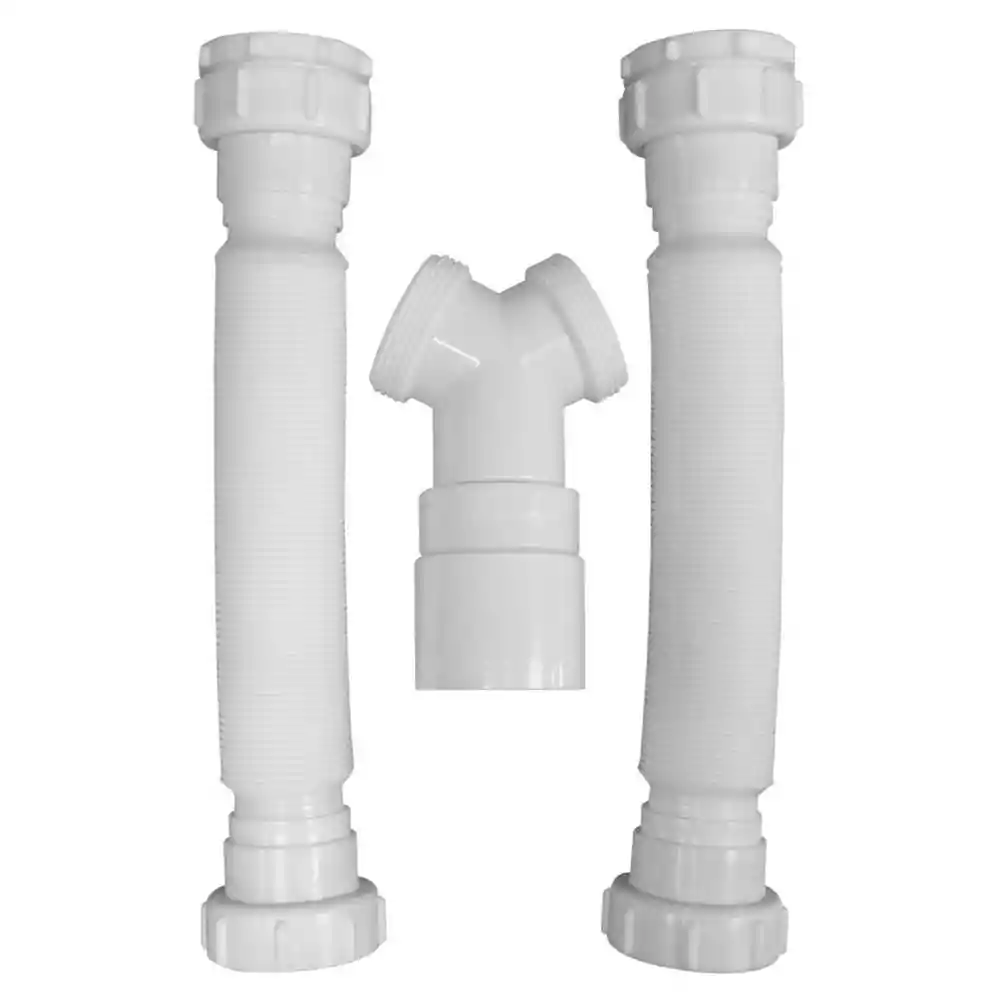 Sifon Lavamanos / Lavaplatos Flexible Doble Blanco 1 1/4 Boccherini (sfdn-01)