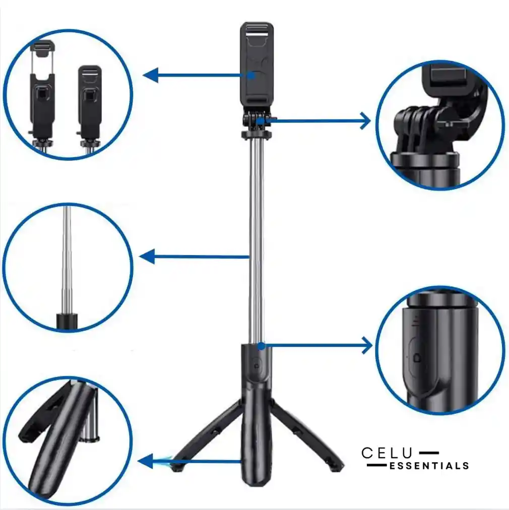 Trípode Palo Selfie Stick Con Bluetooth Control Remoto 