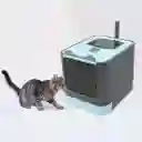 Caja De Arena Para Gatos Con Diseño Elegante Y Amplia Apertura, Azul
