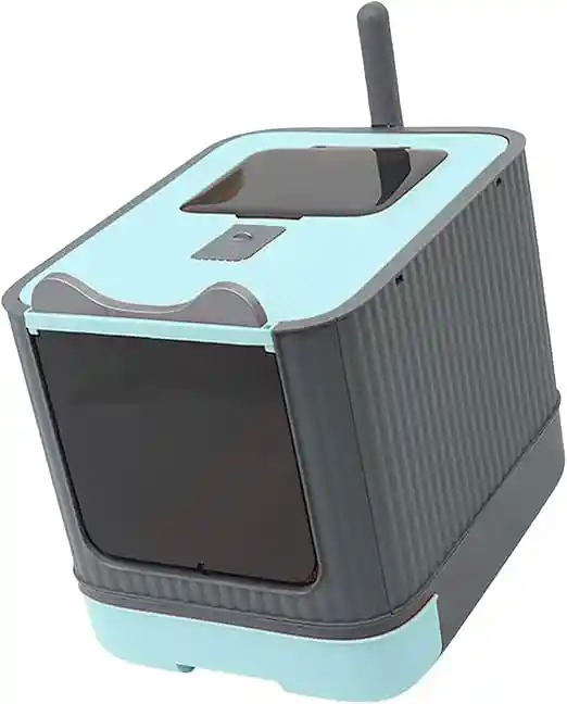 Caja De Arena Para Gatos Con Diseño Elegante Y Amplia Apertura, Azul