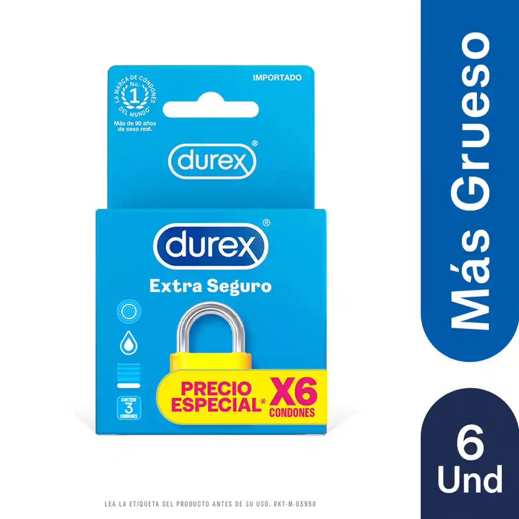 Condones Durex Extra Seguro X6 Unidades