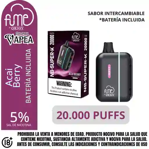 Dispositivo Pod Fume Acai Berry 20000 Puffs 5%