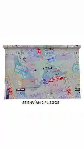 Papel De Regalo Hombre Sellos Pasaporte 48 X 68 Cm. X 2 Unidades Primavera