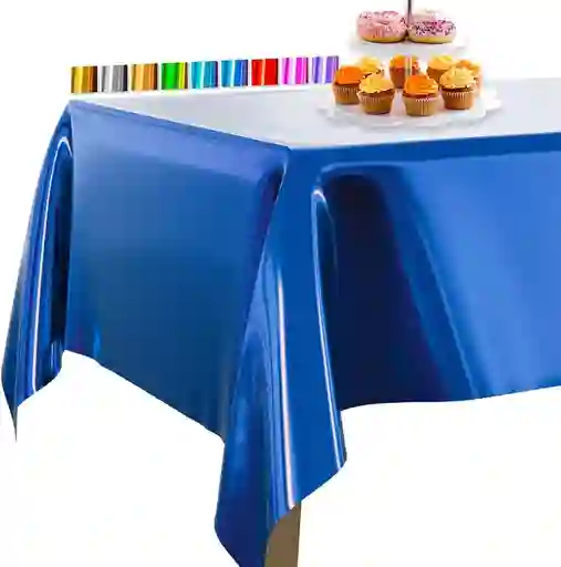 Mantel En Papel Aluminio Azul Rey Fiestas Y Decoración