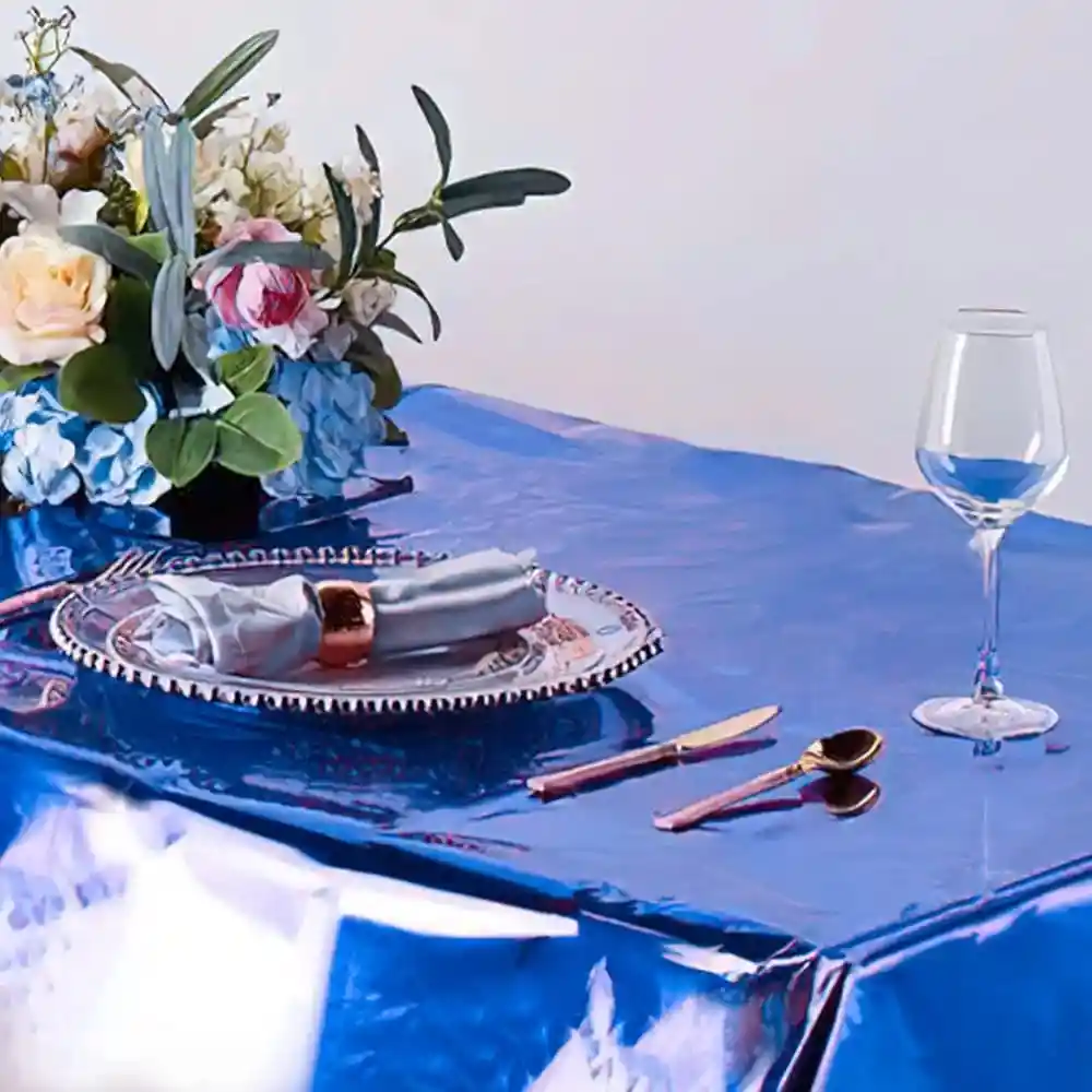 Mantel En Papel Aluminio Azul Rey Fiestas Y Decoración