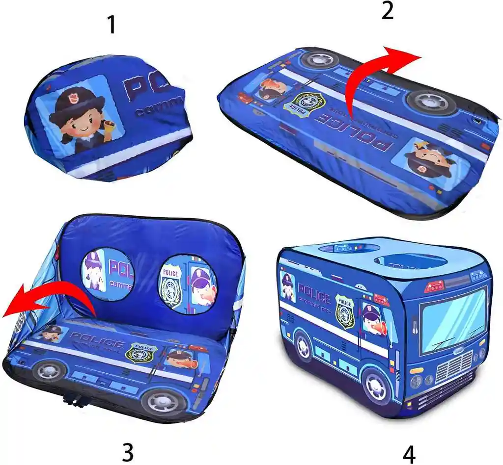 Carpa Camping Set Forma Carro Policia Infantil Unisex