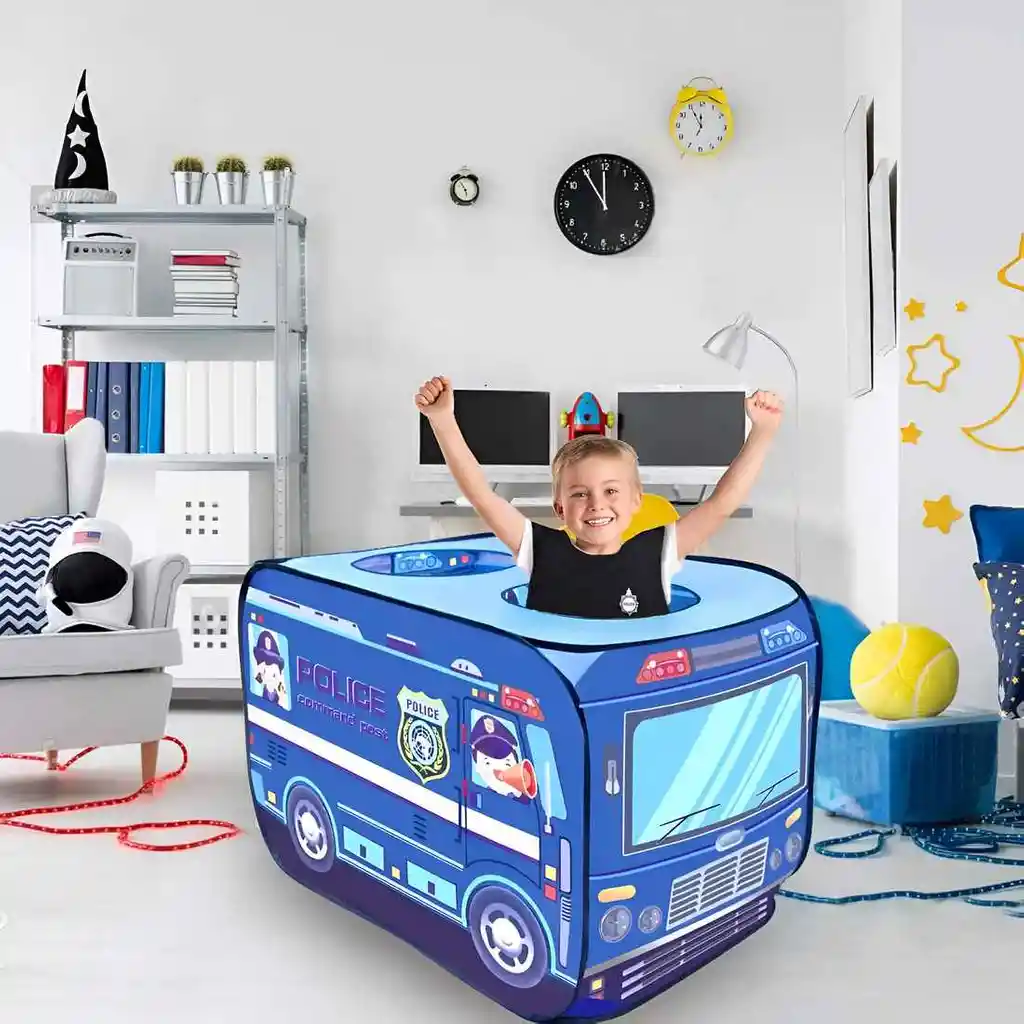 Carpa Camping Set Forma Carro Policia Infantil Unisex
