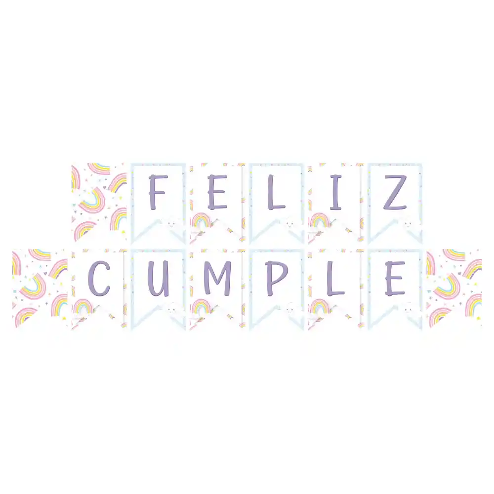 Letrero Feliz Cumple Arcoiris Pastel