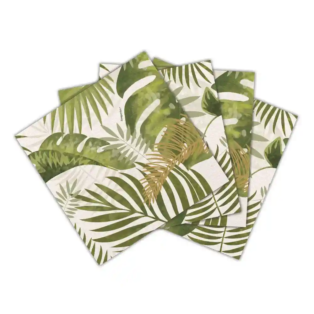 Servilleta Pequeña Hojas Tropicales X 16 Und
