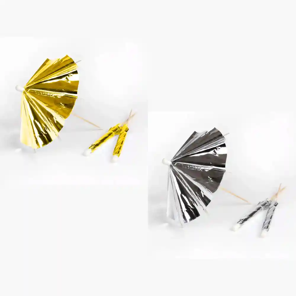 Sombrillas Decorativas Metalizados X 12 Und