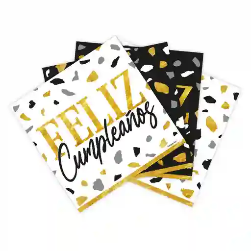Servilleta Pequeña F.c Terrazo Dorado Negro X 16 Und