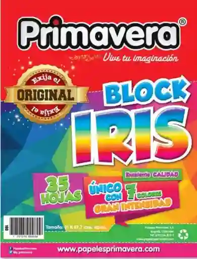 Block Escolar Iris Carta Primavera X35 Hojas 7 Colores Con Gran Intensidad