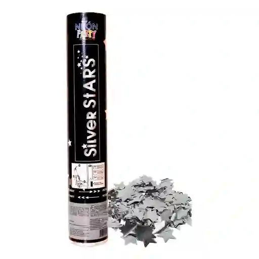 Lanza Confetti Estrellas Plateadas X 1 Und