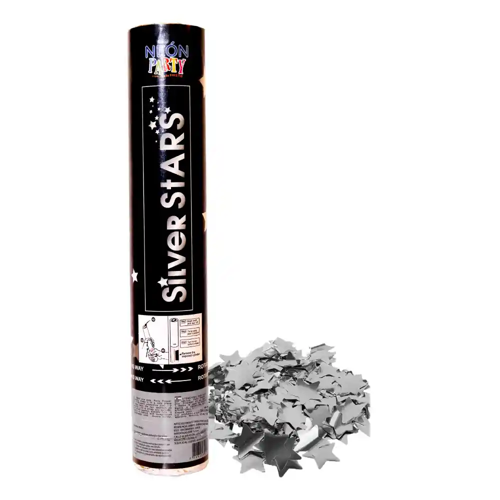 Lanza Confetti Estrellas Plateadas X 1 Und