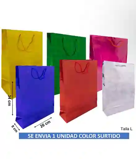 Bolsa De Regalo Metalizada Grande L 26 Cm X 34 Cm Colores Surtidos