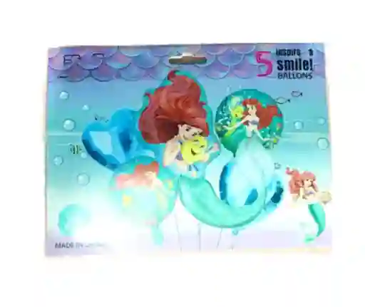 Set Globos Metalizado De Sirenita Ariel
