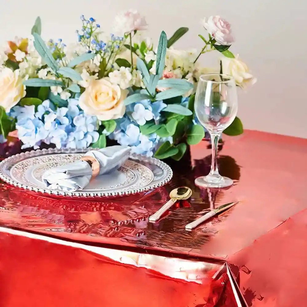 Mantel En Papel Aluminio Rojo Fiestas Y Decoración