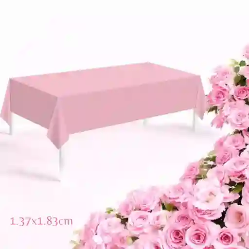 Mantel Rosado En Plástico Resistente Reutilizable