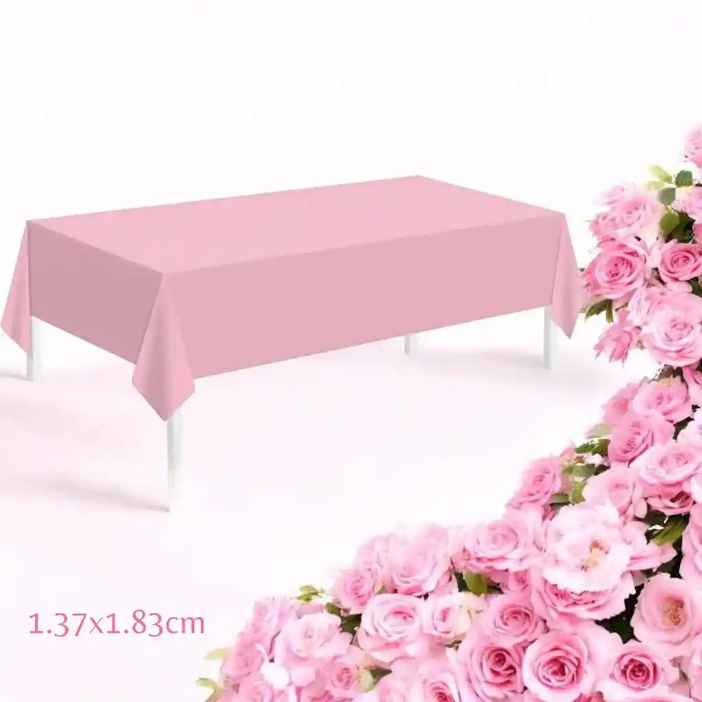 Mantel Rosado En Plástico Resistente Reutilizable