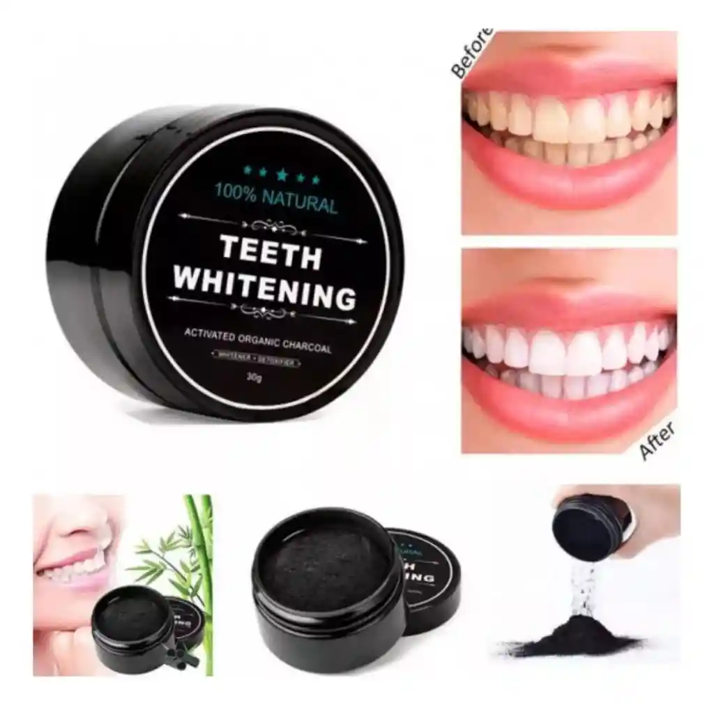 Polvo De Blanqueamiento De Dientes De Carbón Activado De Coco Orgánico, Sin Daño En Esmalte O Encías