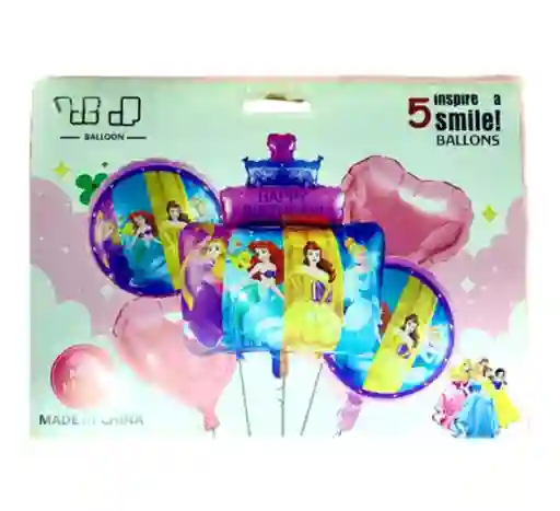 Set Globos Metalizado De Las Princesas