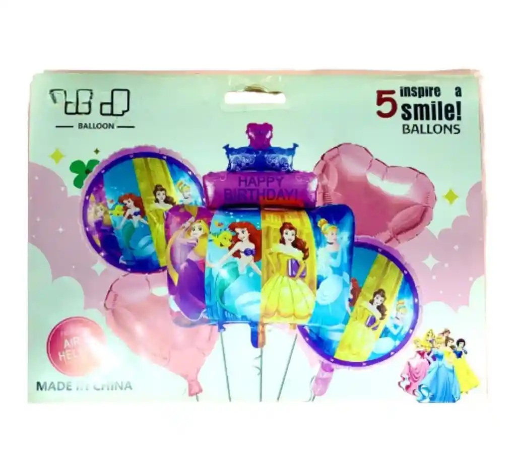 Set Globos Metalizado De Las Princesas